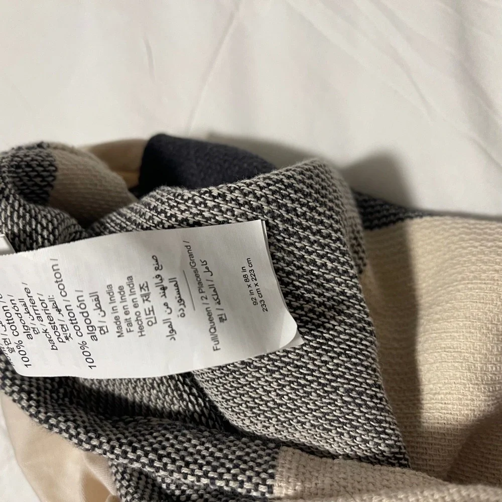 Pottery Barn Bryce Buffalo Check Cotton Duvet‎ Cover Full/Queen Charcoal Grey